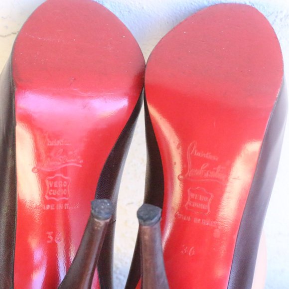 Christian Louboutin Brown Very Prive Leather Pumps - Picture 8 of 10